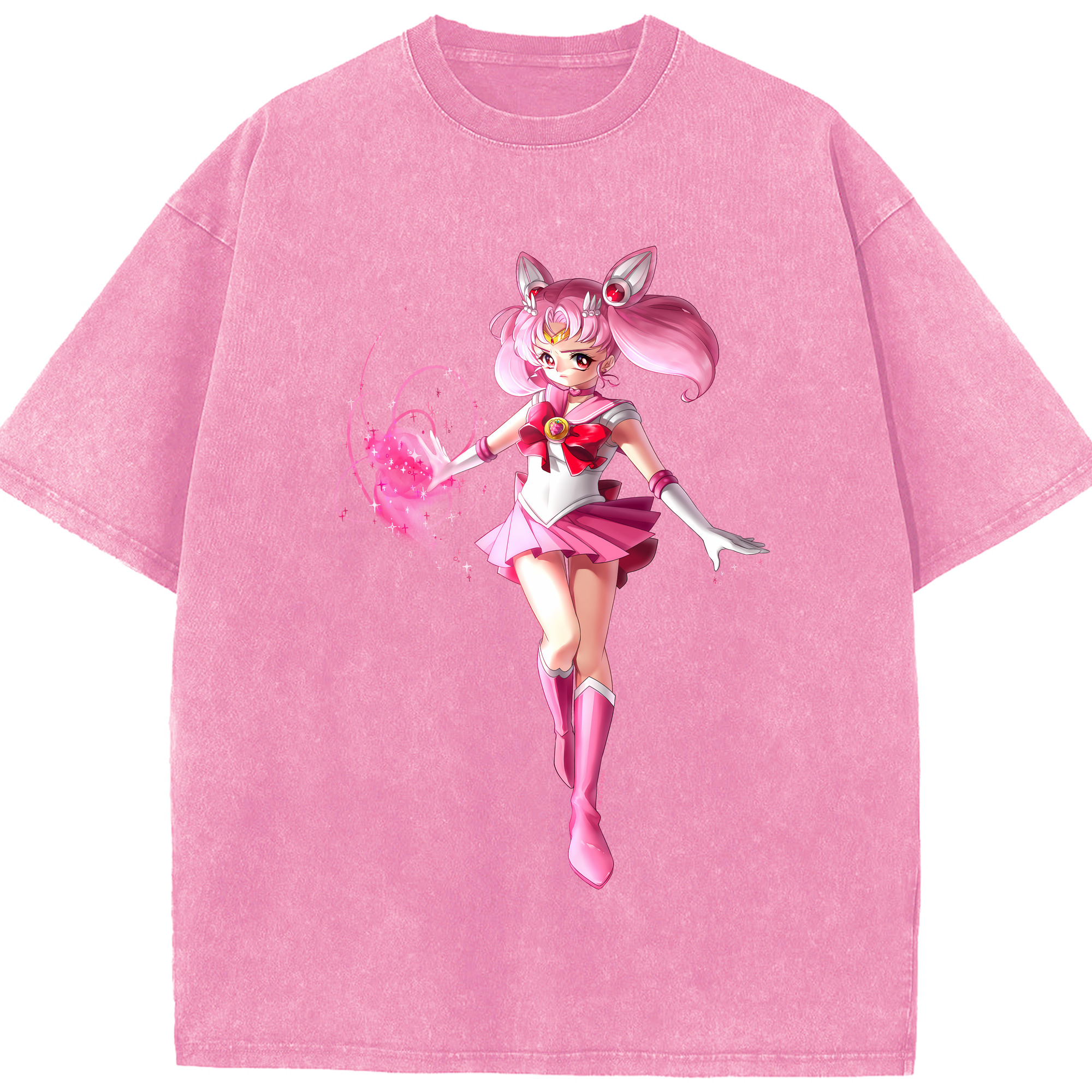 （画像用） 美少女戦士セーラームーン ちびうさ Sailor Moon Chibiusa Tsukino Usagi Small Lady Serenity 綿100% ヴィンテージ風 半袖Tシャツ（フロントプリント）